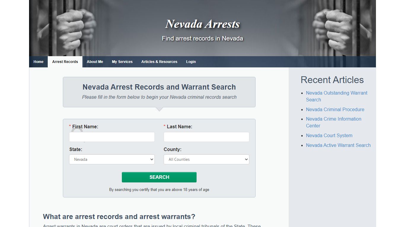 Nevada Warrants and Arrest Records Search - Nevada Arrests